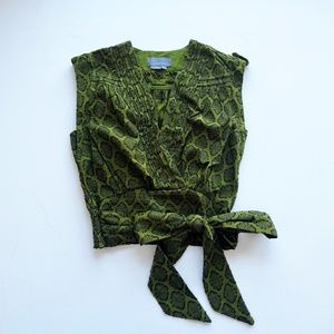 Anthropologie V-Neck Wrap Top size Green Cotton shirt size XXS New without tag